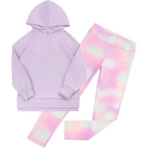 GRACE KARIN Girls Hoodie + Leggings Set Teen Long Sleeve Fashion Sweatshirts Sweatpant Fall Outfit Winter Clothing 6-14(Light Purple)