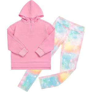 GRACE KARIN Girls Hoodie + Leggings Set Teen Long Sleeve Fashion Sweatshirts Sweatpant Fall Outfit Winter Clothing 6-14(Pink)