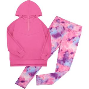 GRACE KARIN Girls Hoodie + Leggings Set Teen Long Sleeve Fashion Sweatshirts Sweatpant Fall Outfit Winter Clothing 6-14(Rose Pink)
