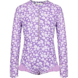 GRACE KARIN Girls One Piece Swimsuits Long Sleeve Bathing Suits Swimwear 5-14Y(Purple Daisy)