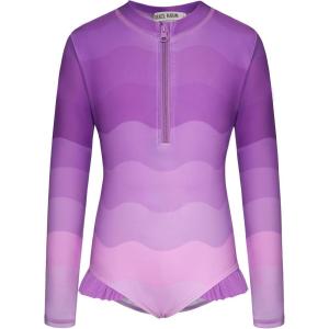 GRACE KARIN Girls One Piece Swimsuits Long Sleeve Bathing Suits Swimwear 5-14Y(Purple Gradient)