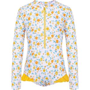 GRACE KARIN Girls One Piece Swimsuits Long Sleeve Bathing Suits Swimwear 5-14Y(Yellow Daisy)