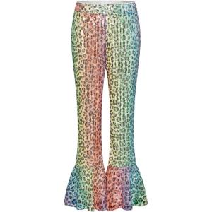 GRACE KARIN Girls Sequin Pants Sparke Trouser Glitter Dance Bell Bottoms 5-14(Leopard)