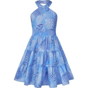 GRACE KARIN Girls Summer Dress Off Shoulder Floral A-line Midi Dress 5-14Y(Dusty Blue Tropical)