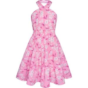 GRACE KARIN Girls Summer Dress Off Shoulder Floral A-line Midi Dress 5-14Y(Light Pink Floral)