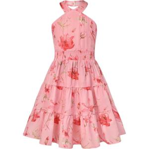 GRACE KARIN Girls Summer Dress Off Shoulder Floral A-line Midi Dress 5-14Y(Pink Floral)