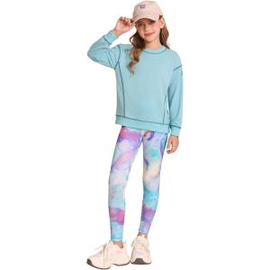 GRACE KARIN Girls Sweatshirt Leggings Set 6-14Y Fall Athletic Outfit Teen Fashion Clothes Set(Blue)