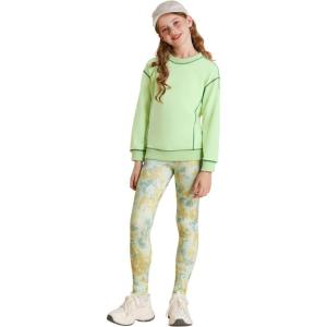 GRACE KARIN Girls Sweatshirt Leggings Set 6-14Y Fall Athletic Outfit Teen Fashion Clothes Set(Green)
