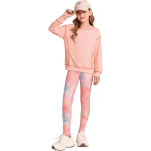 GRACE KARIN Girls Sweatshirt Leggings Set 6-14Y Fall Athletic Outfit Teen Fashion Clothes Set(Pink)