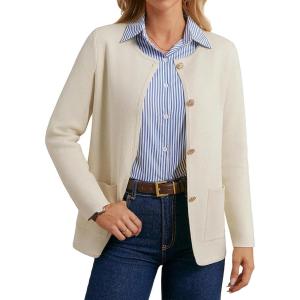 GRACE KARIN Sweater Blazers for Women 2025 Casual Button up Cardigan Sweater Open Front Knit Blazer Jacket with Pockets(Apricot)