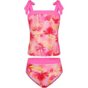 GRACE KARIN Teen Girls Swimsuits 2 Piece Tankini Set Bathing Suits for Kids 7-14Y(Hot Pink)
