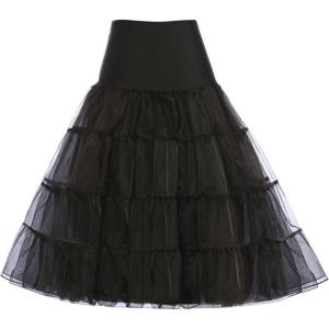 GRACE KARIN Women’s 50s Vintage Petticoat Crinoline Tutu Underskirts Tea Length 30 inch Long(Black)