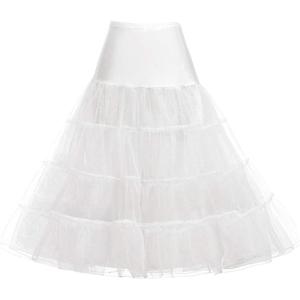 GRACE KARIN Women’s 50s Vintage Petticoat Crinoline Tutu Underskirts Tea Length 30 inch Long(Ivory)