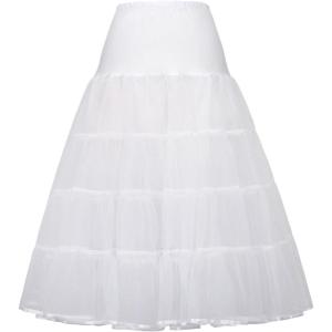 GRACE KARIN Women’s 50s Vintage Petticoat Crinoline Tutu Underskirts Tea Length 30 inch Long(White)