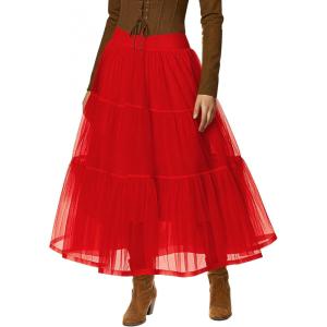 GRACE KARIN Women’s Ankle Length Petticoats Wedding Slips Plus Size S-3X(Red(floor-length))