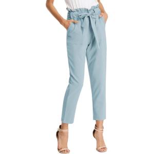 GRACE KARIN Women’s Hight Waisted Work Pants Cropped Paper Bag Business Casual Pants with Pockets(Medium Blue)