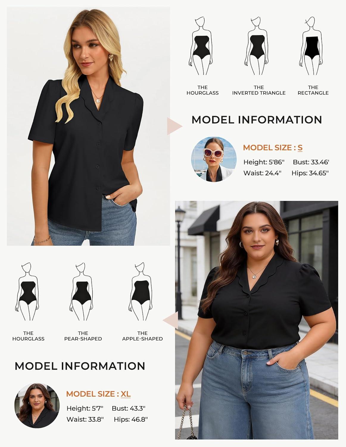 imageGRACE KARIN 2026 Button Down Shirts for Women Short Sleeve Tops Basic Dressy Casual Business OutfitsBlack