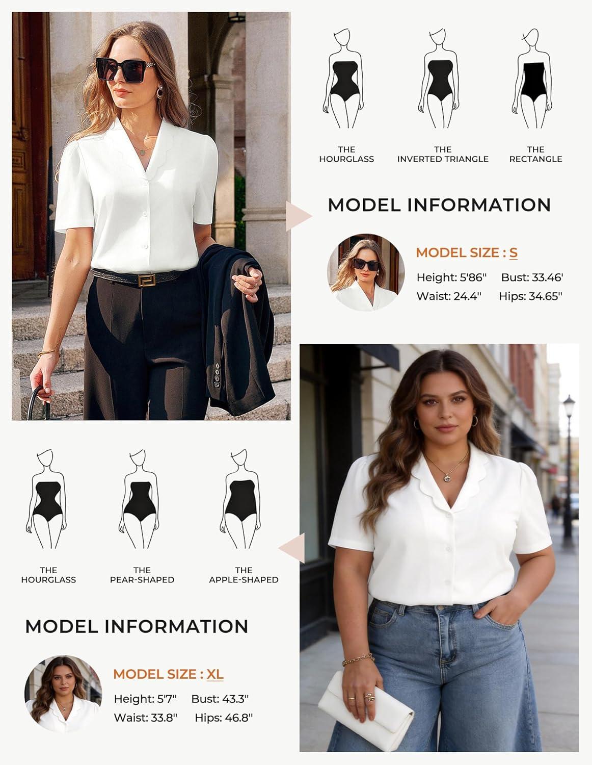 imageGRACE KARIN 2026 Button Down Shirts for Women Short Sleeve Tops Basic Dressy Casual Business OutfitsWhite