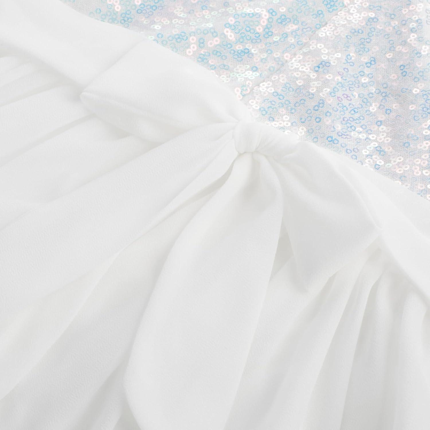 imageGRACE KARIN Girls Sequin Dress Party Birthday Prom Formal Fancy Midi Dress 512 YearsColorful White