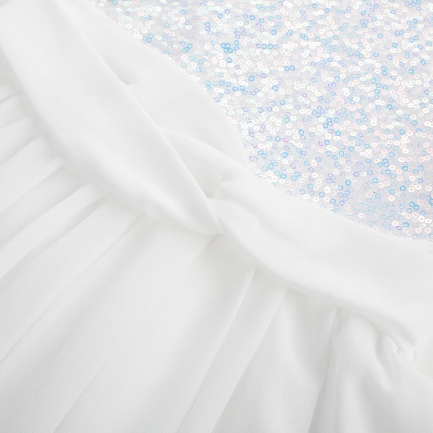 imageGRACE KARIN Girls Sequin Dress Party Birthday Prom Formal Fancy Midi Dress 512 YearsColorful White