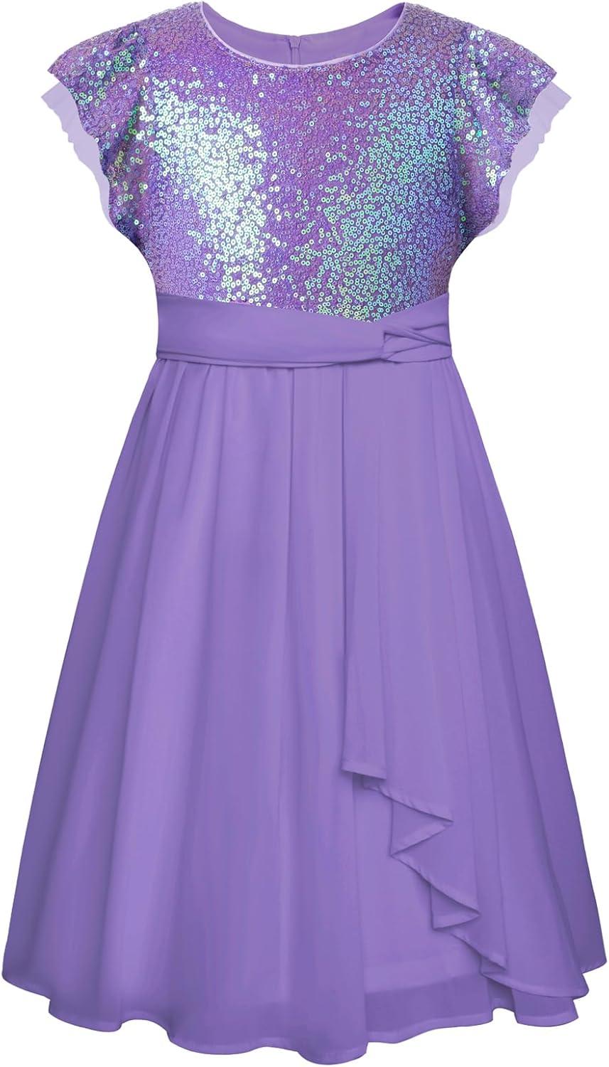 imageGRACE KARIN Girls Sequin Dress Party Birthday Prom Formal Fancy Midi Dress 512 YearsDeep Purple