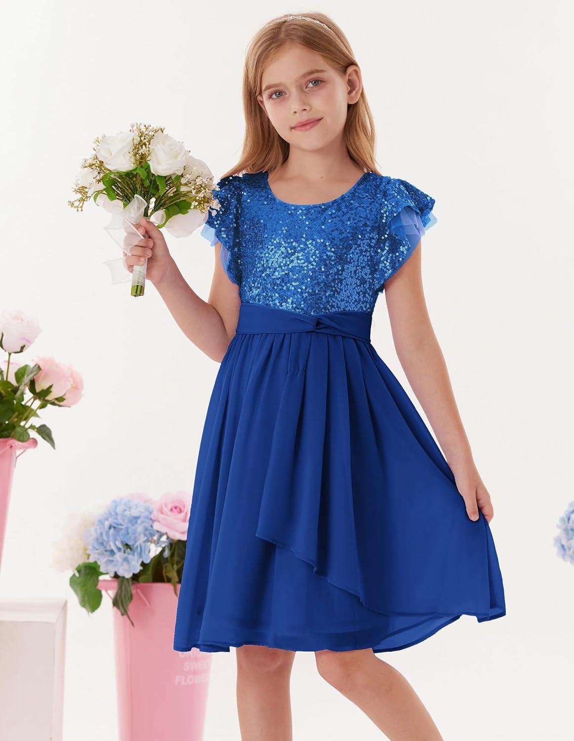 imageGRACE KARIN Girls Sequin Dress Party Birthday Prom Formal Fancy Midi Dress 512 YearsRoyal Blue