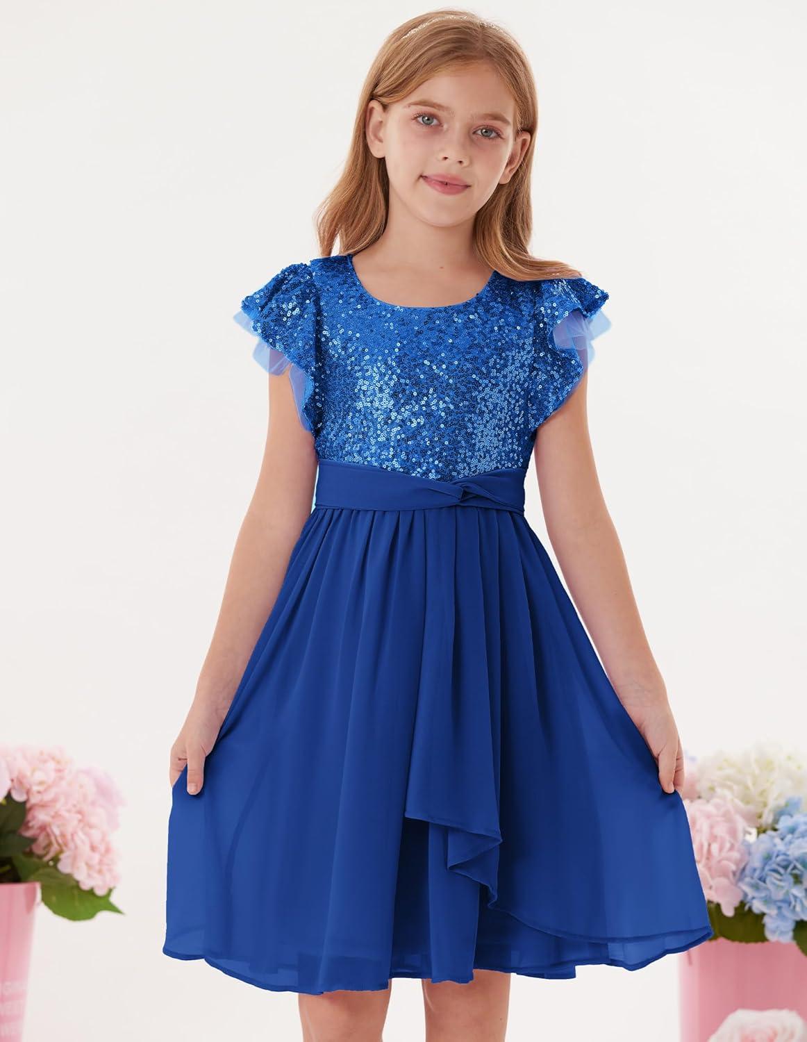 imageGRACE KARIN Girls Sequin Dress Party Birthday Prom Formal Fancy Midi Dress 512 YearsRoyal Blue