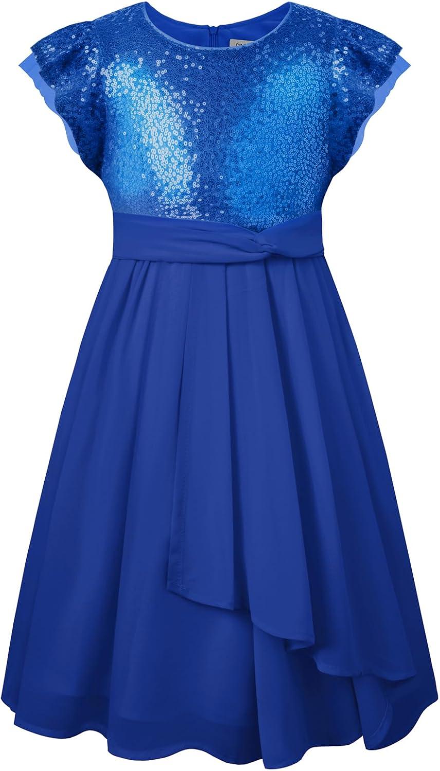 imageGRACE KARIN Girls Sequin Dress Party Birthday Prom Formal Fancy Midi Dress 512 YearsRoyal Blue