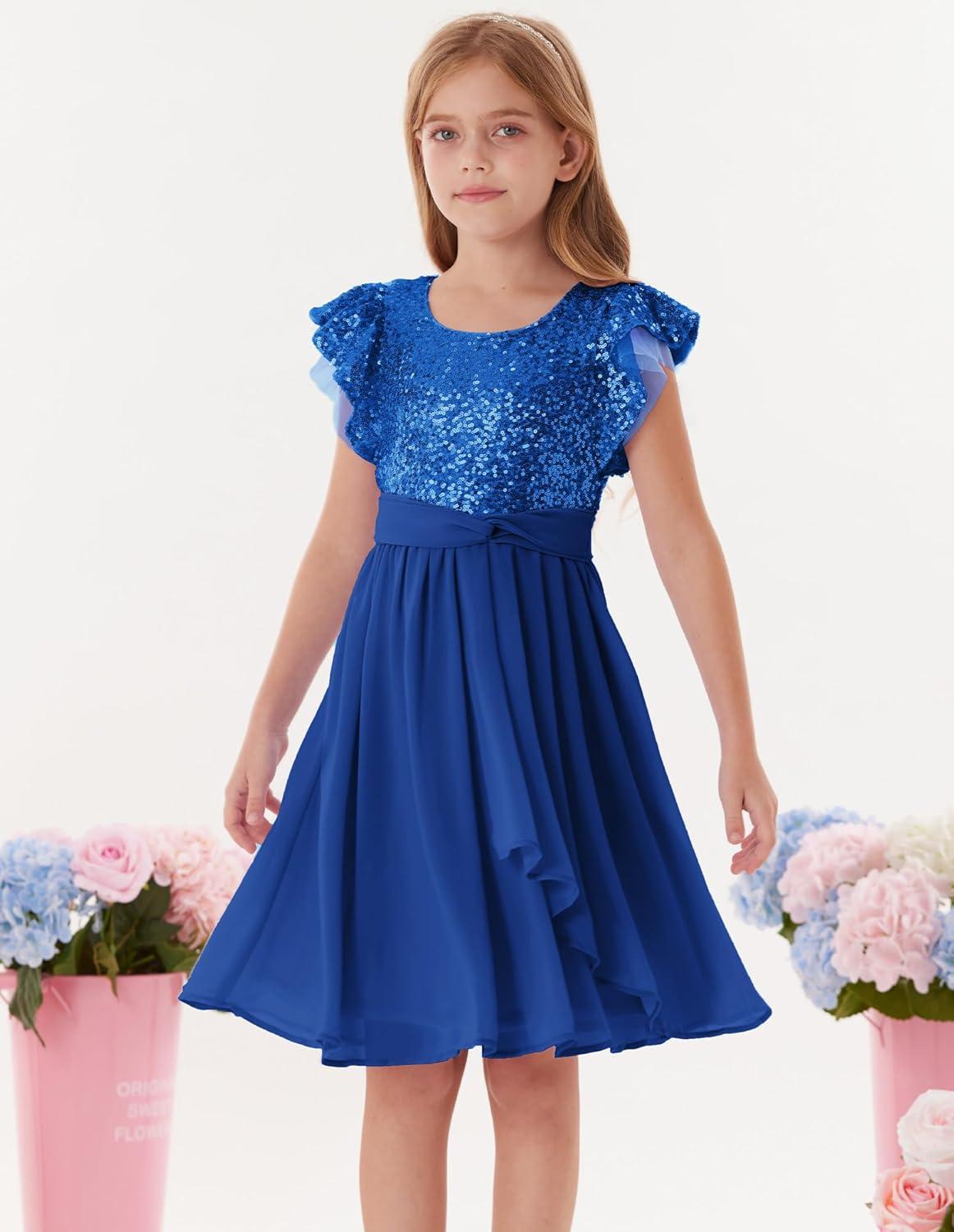 imageGRACE KARIN Girls Sequin Dress Party Birthday Prom Formal Fancy Midi Dress 512 YearsRoyal Blue
