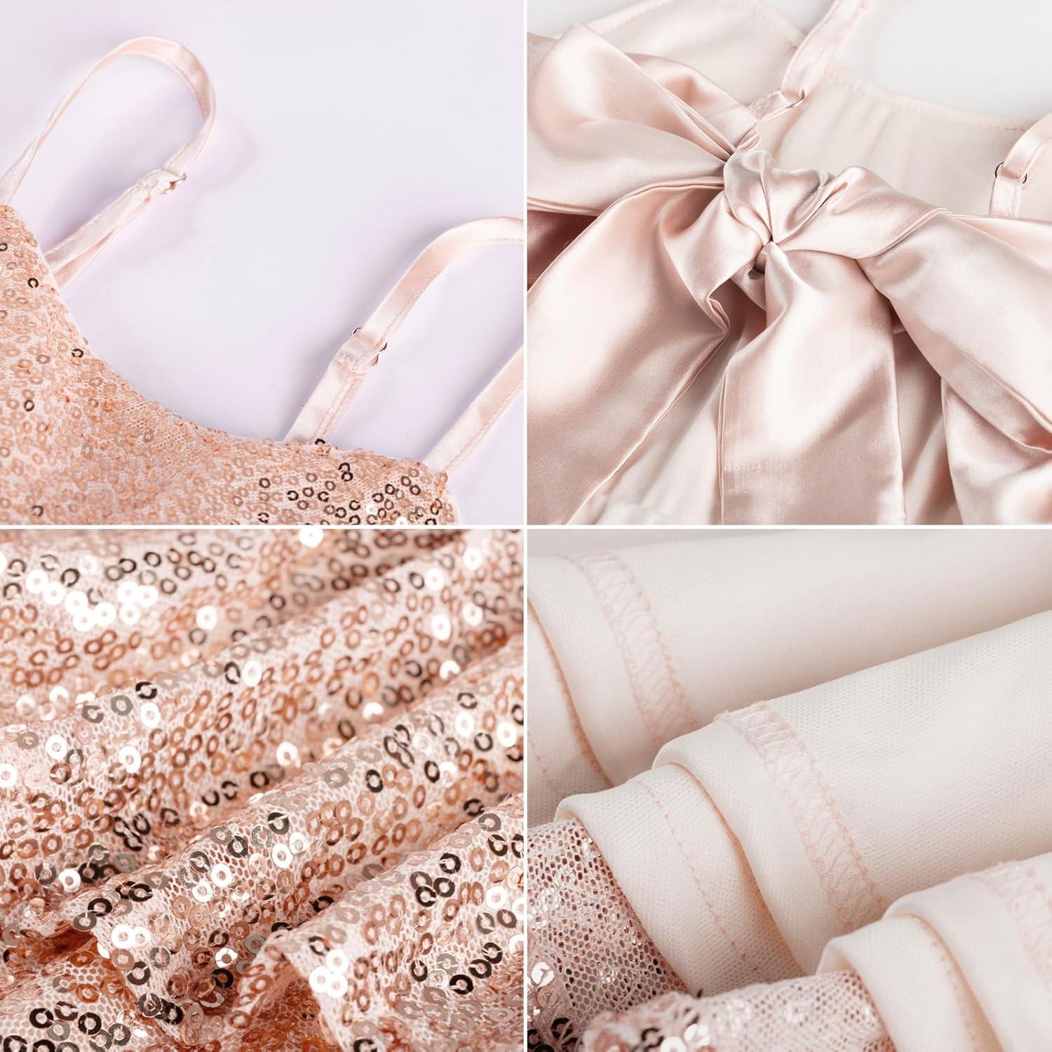 imageGRACE KARIN Girls Sequin Formal Dresses Kids Party Special Occasion Fancy Dress Tie Back 3 Layer Prom Graduation OutfitsRose Gold