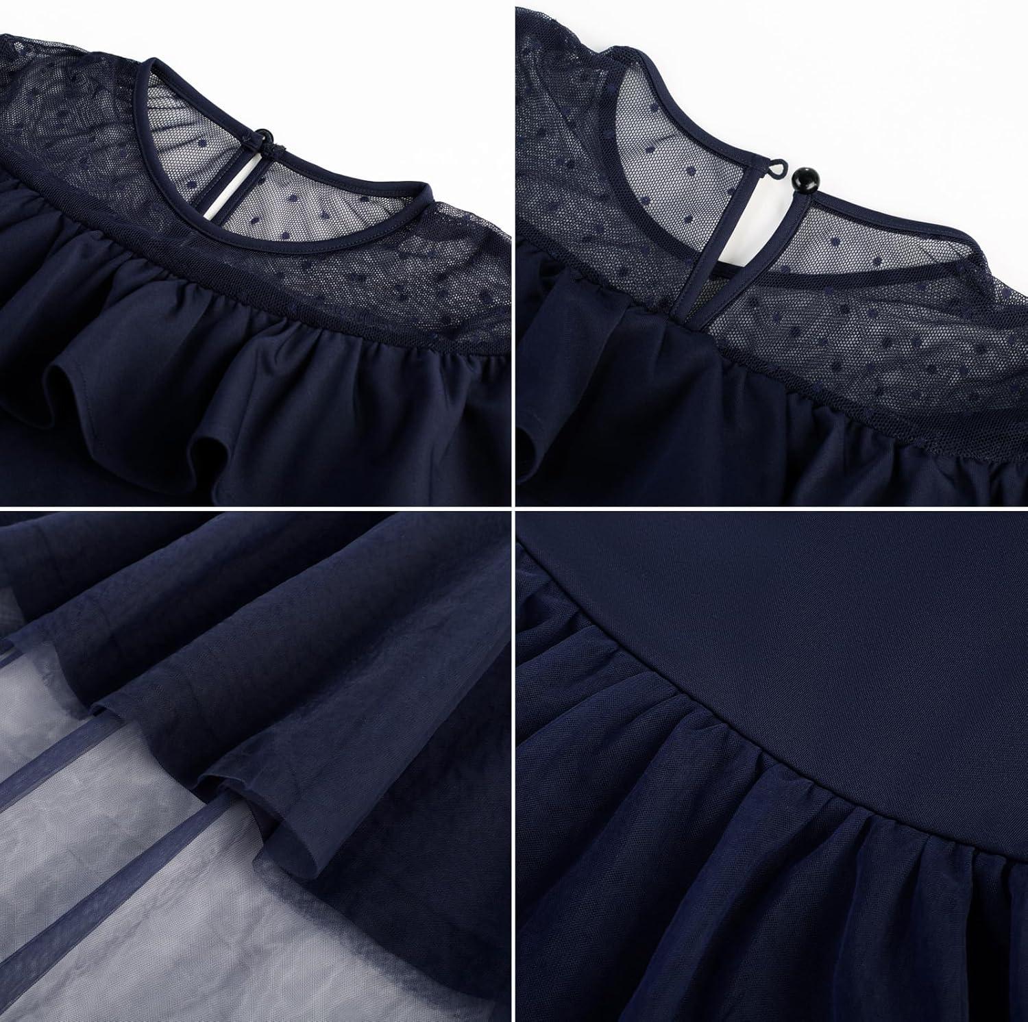 imageGRACE KARIN Girls Wedding Party Formal Dress Junior Bridemaid Dresses for Teens Tulle High Low Dress Size 714Navy Blue