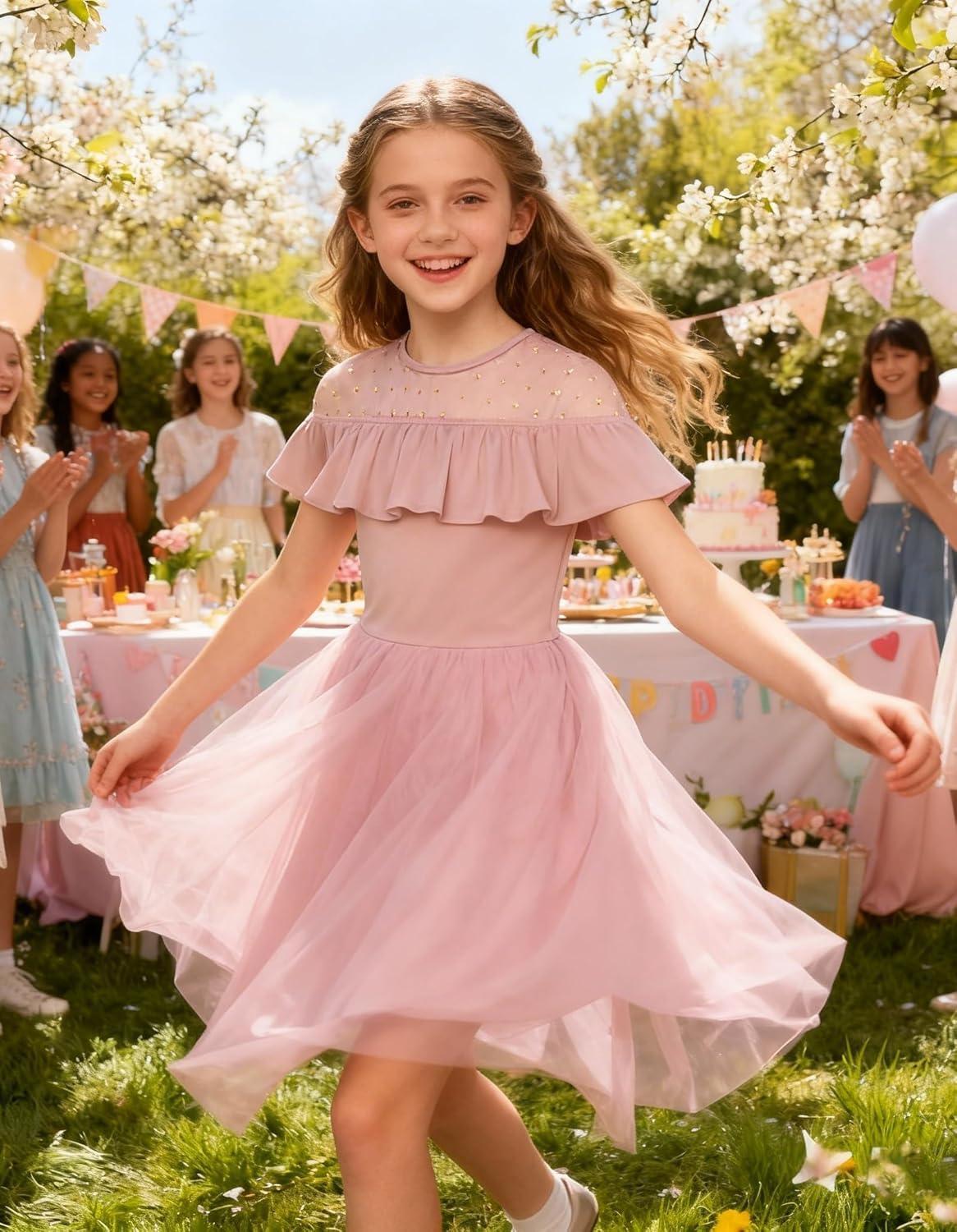imageGRACE KARIN Girls Wedding Party Formal Dress Junior Bridemaid Dresses for Teens Tulle High Low Dress Size 714Pink