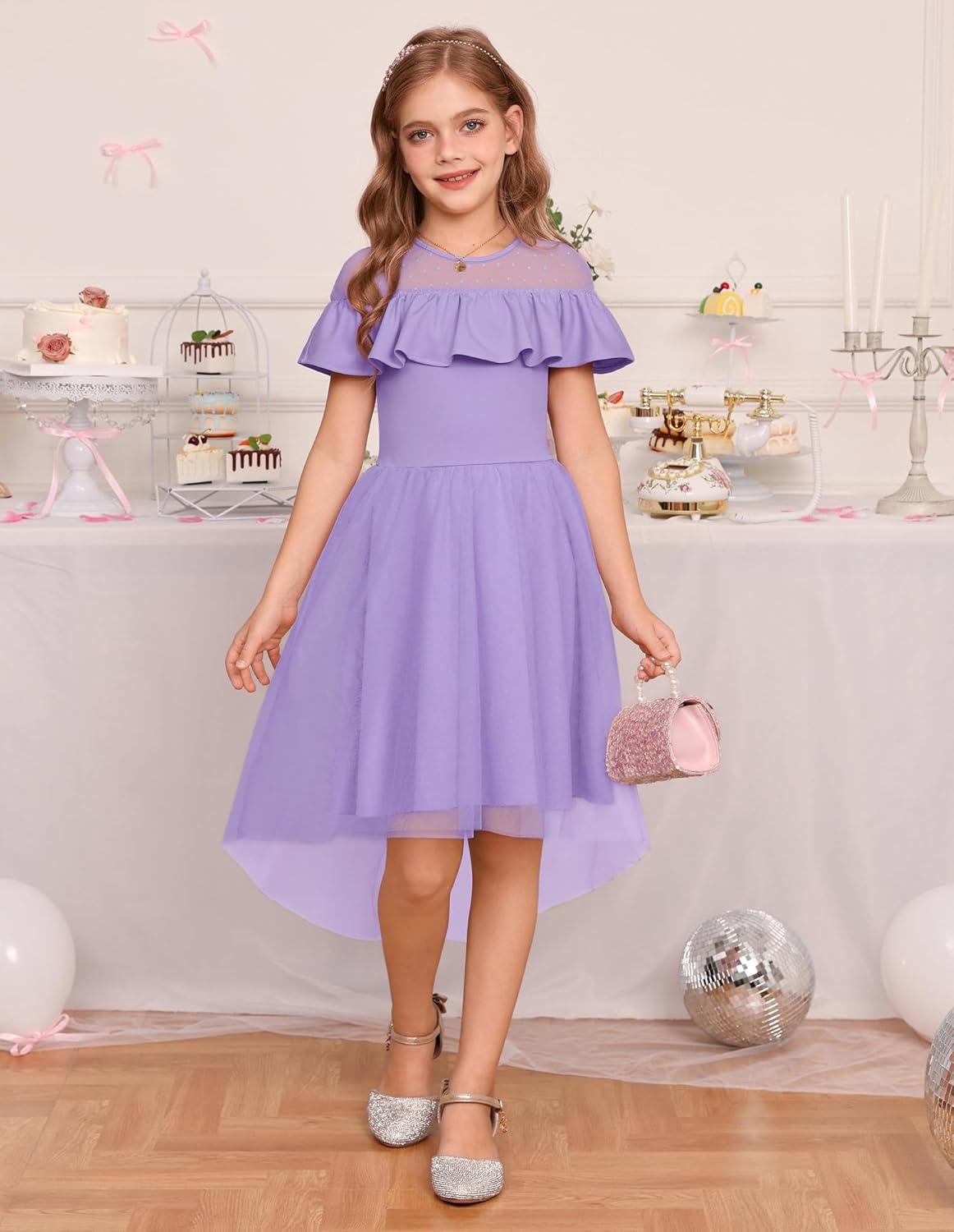imageGRACE KARIN Girls Wedding Party Formal Dress Junior Bridemaid Dresses for Teens Tulle High Low Dress Size 714Purple