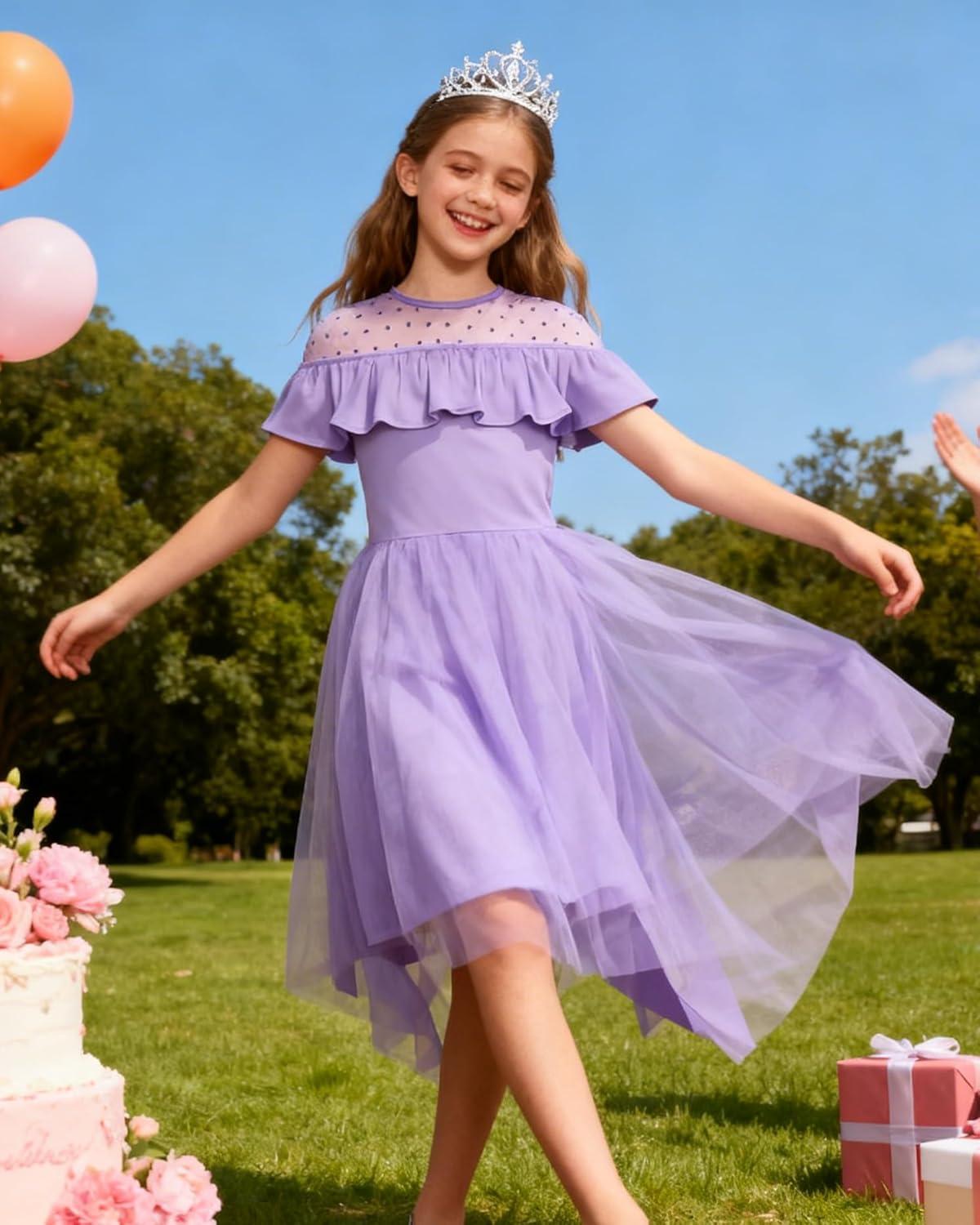 imageGRACE KARIN Girls Wedding Party Formal Dress Junior Bridemaid Dresses for Teens Tulle High Low Dress Size 714Purple