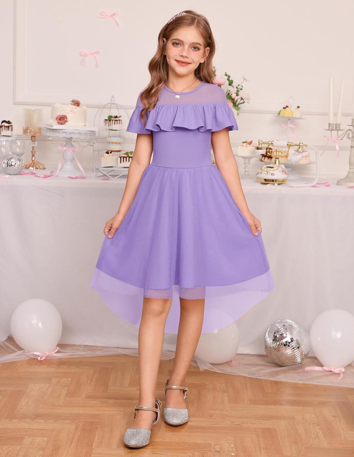 imageGRACE KARIN Girls Wedding Party Formal Dress Junior Bridemaid Dresses for Teens Tulle High Low Dress Size 714Purple
