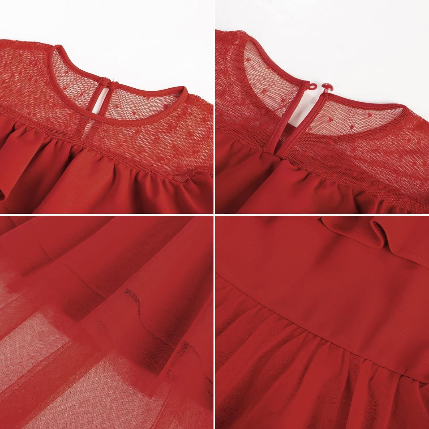 imageGRACE KARIN Girls Wedding Party Formal Dress Junior Bridemaid Dresses for Teens Tulle High Low Dress Size 714Red