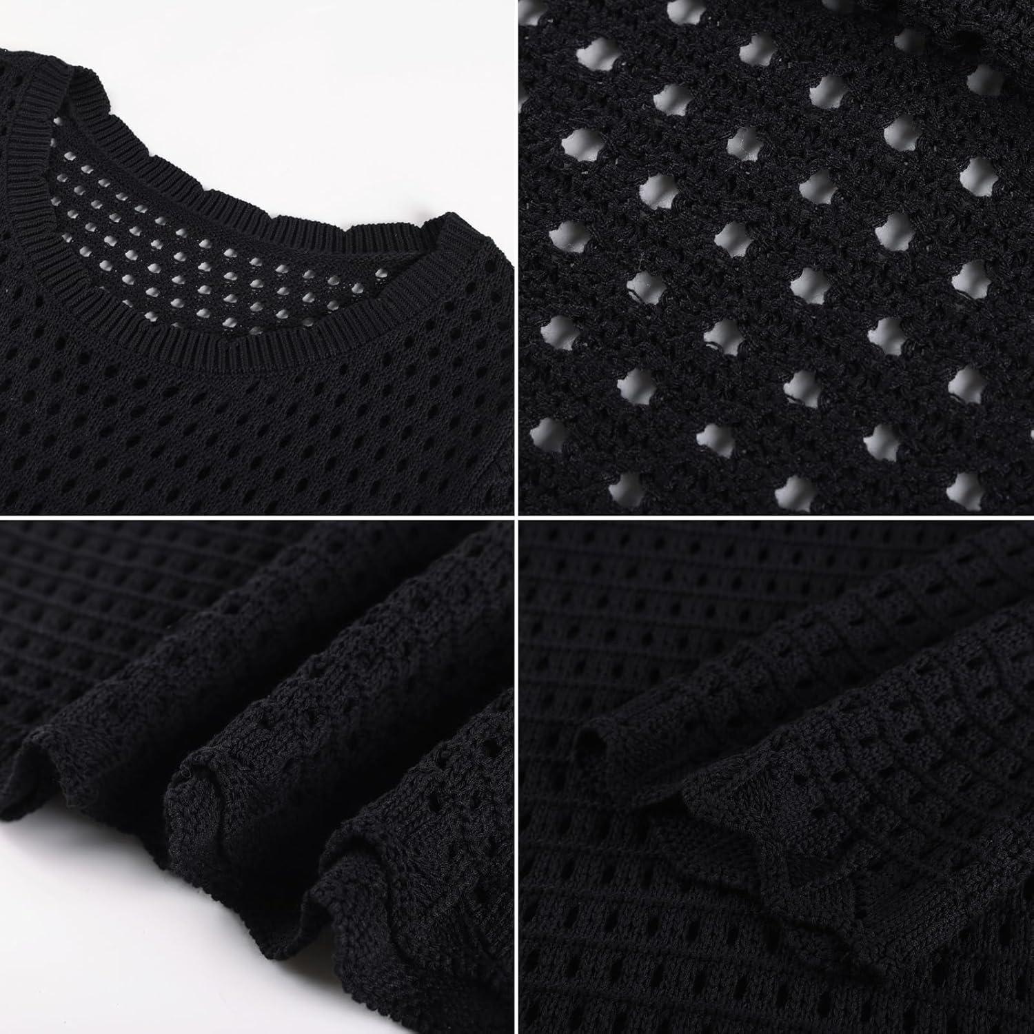 imageGRACE KARIN Women 34 Sleeve Swimsuit Cover Up Bathing Crochet Swimwear 2026 Summer Beach Vacation ClothesBlack
