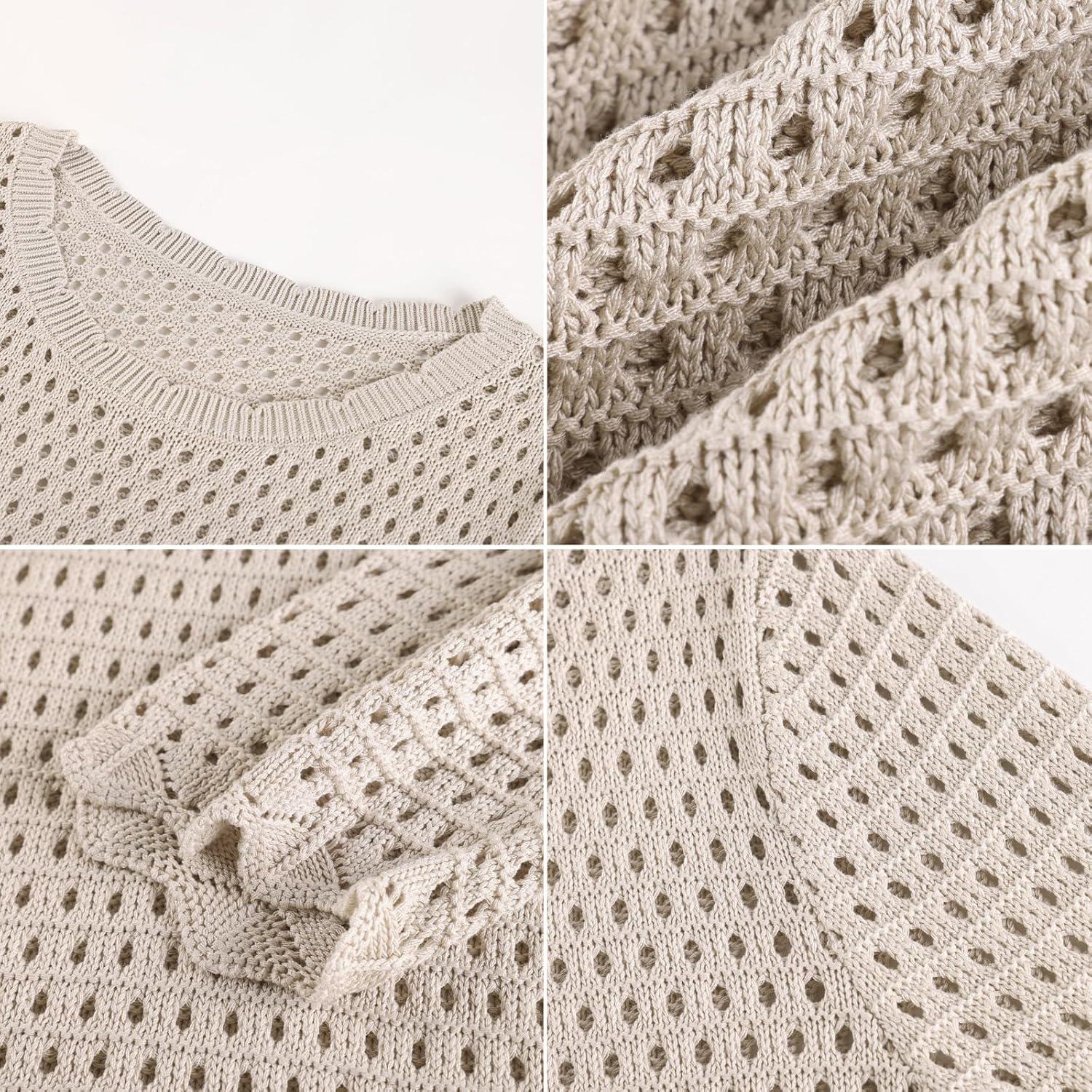 imageGRACE KARIN Women 34 Sleeve Swimsuit Cover Up Bathing Crochet Swimwear 2026 Summer Beach Vacation ClothesGray