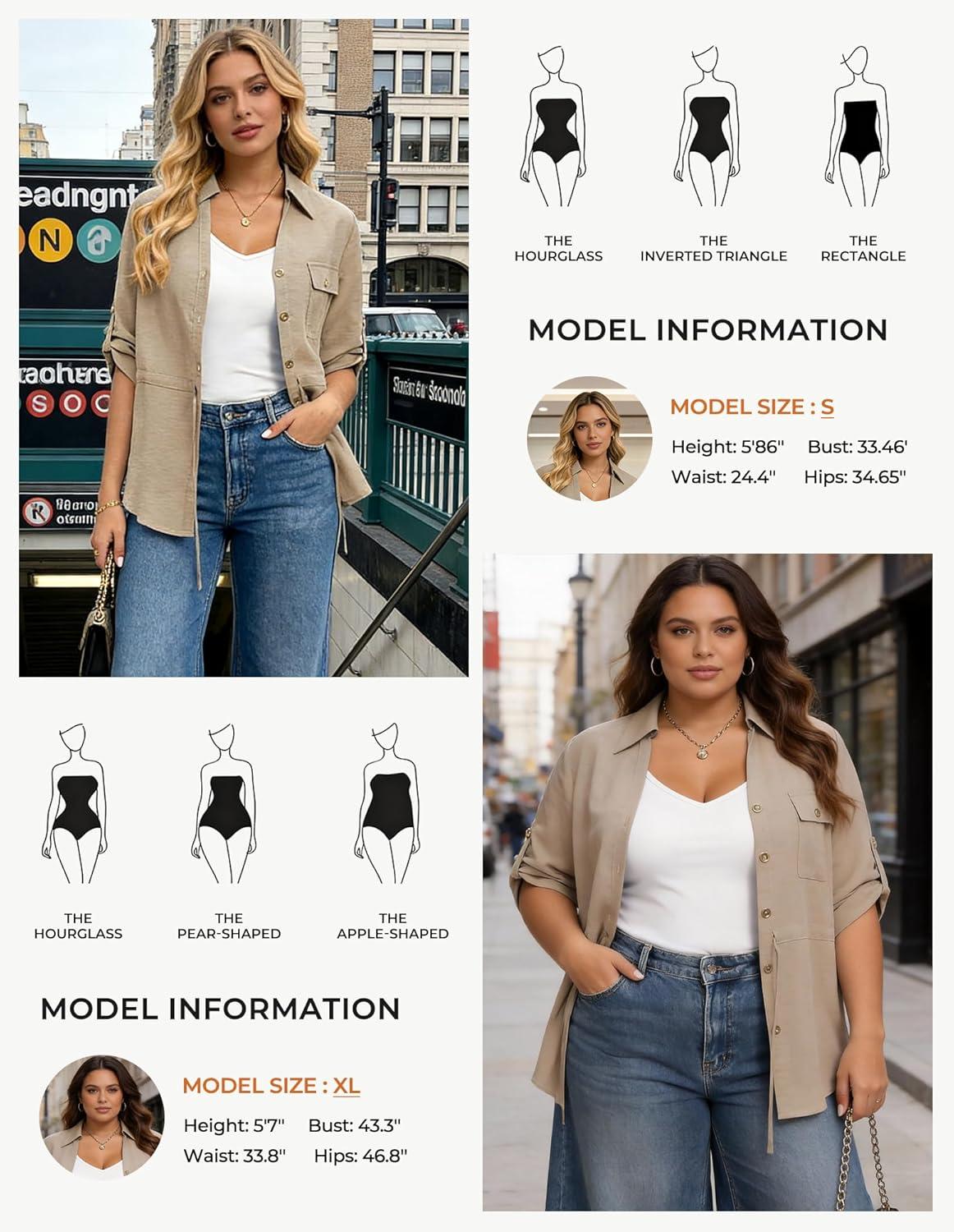 imageGRACE KARIN Womens Button Down Shirts 34 Sleeve Dressy Casual Outifts V Neck Peplum Tops with PocketsKhaki