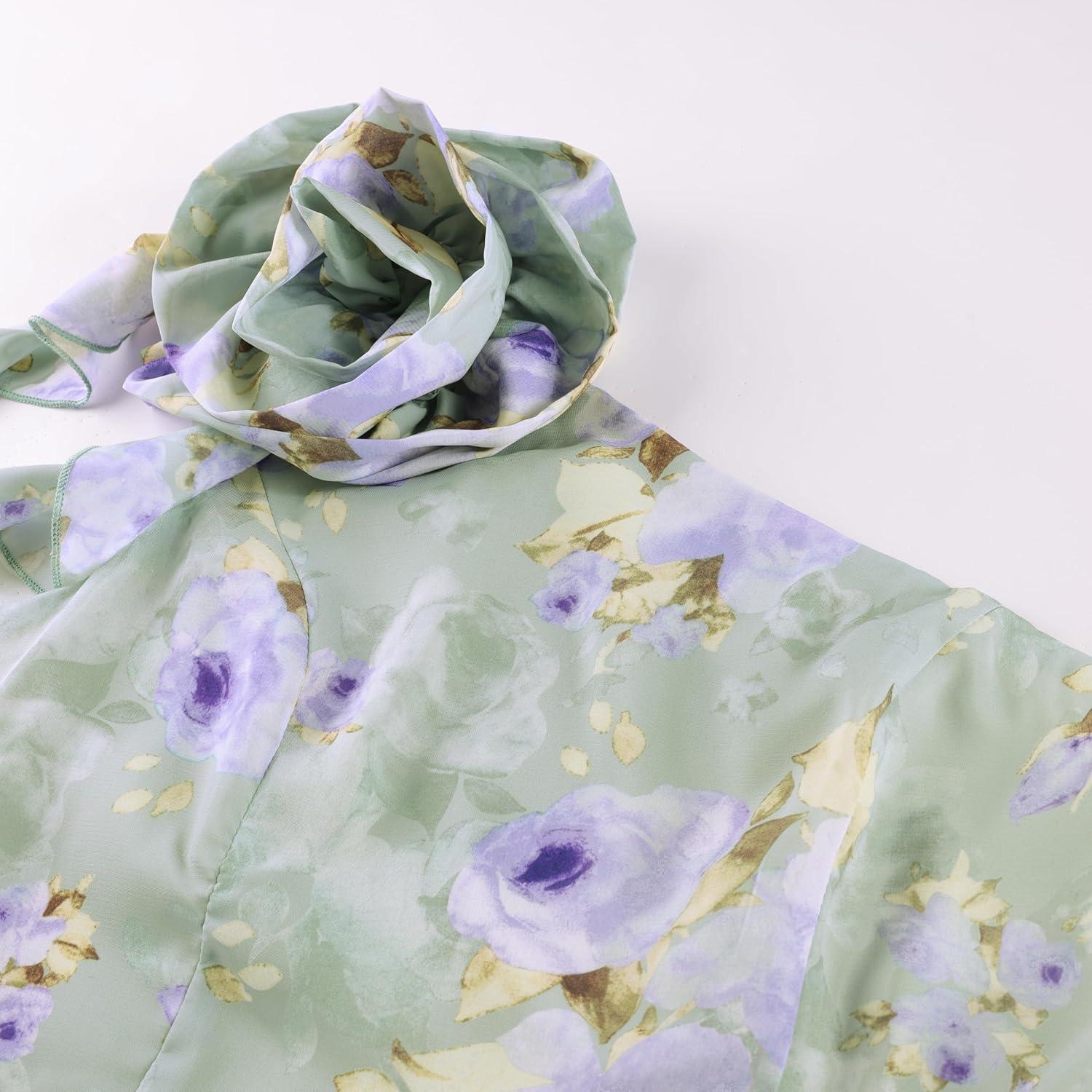 imageGRACE KARIN Womens Summer One Shoulder Sleeveless Dresses Floral Flowy Ruffle High Low Wedding Guest Maxi SundressesGreen Purple