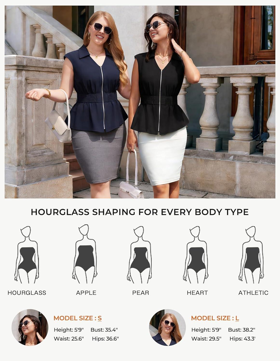 imageGRACE KARIN Womens Summer Sleeveless Tops DressyBusiness Casual Work Peplum BlousesZip V Neck Trendy Shirts Smocked WaistNavy Blue