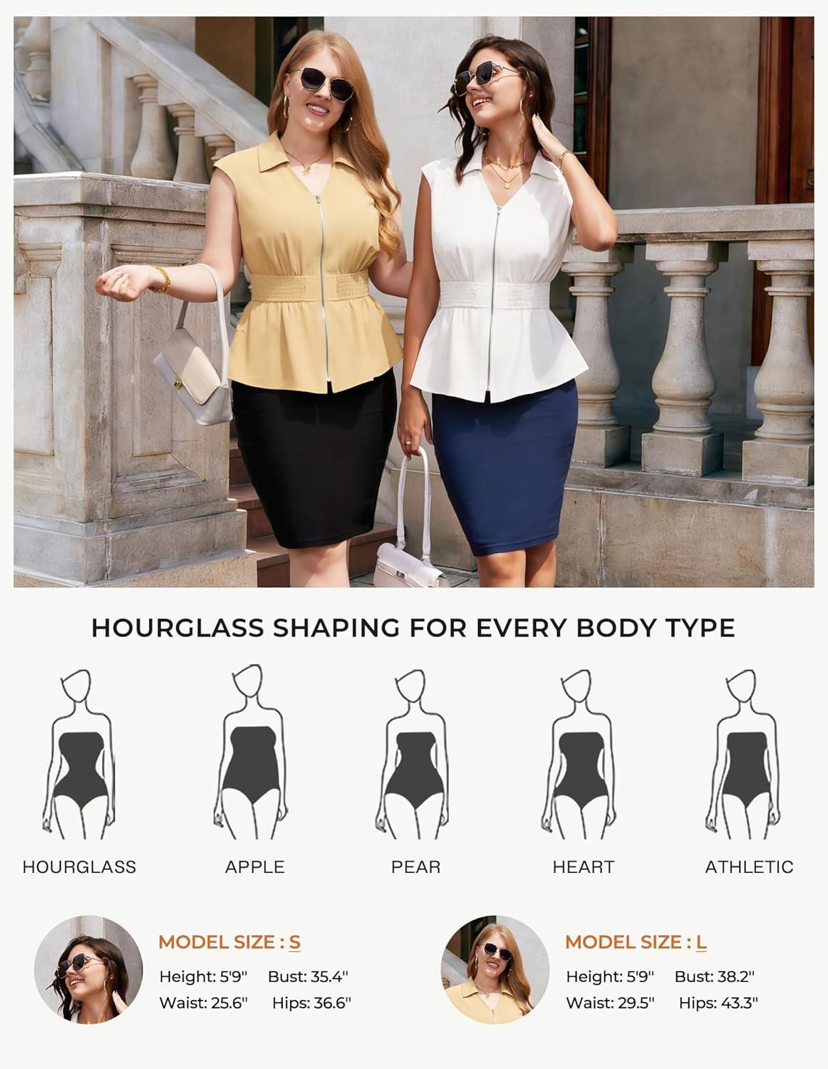 imageGRACE KARIN Womens Summer Sleeveless Tops DressyBusiness Casual Work Peplum BlousesZip V Neck Trendy Shirts Smocked WaistWhite