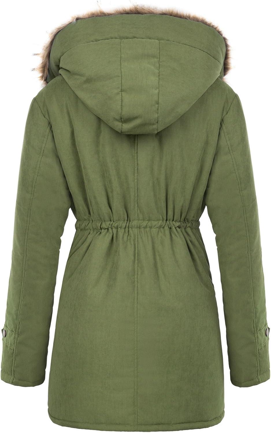 imageGRACE KARIN Womens Winter Coats Fleece Parkas Anoraks Hooded Military Jacket CoatsArmy Green