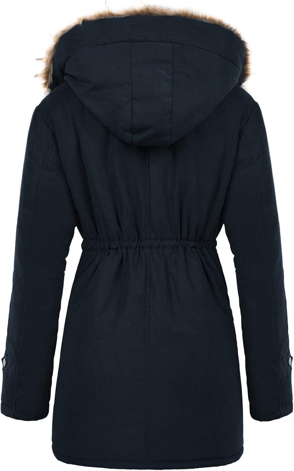 imageGRACE KARIN Womens Winter Coats Fleece Parkas Anoraks Hooded Military Jacket CoatsDark Blue