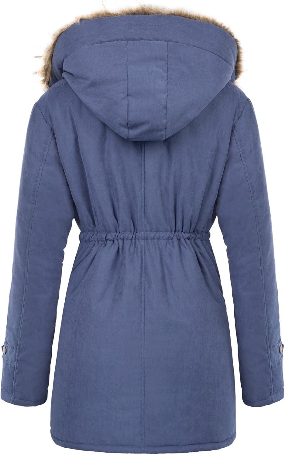 imageGRACE KARIN Womens Winter Coats Fleece Parkas Anoraks Hooded Military Jacket CoatsNavy Blue