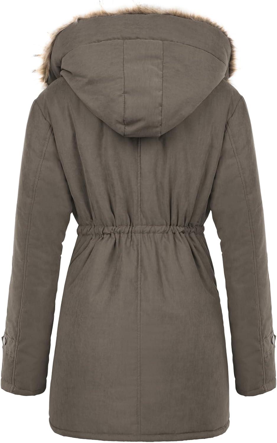 imageGRACE KARIN Womens Winter Coats Fleece Parkas Anoraks Hooded Military Jacket CoatsNutmeg