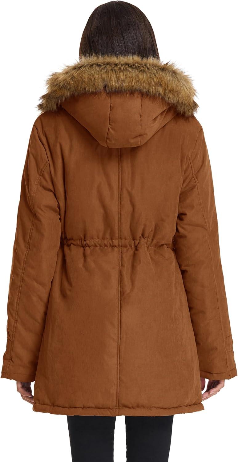 imageGRACE KARIN Womens Winter Coats Fleece Parkas Anoraks Hooded Military Jacket CoatsReddish Brown