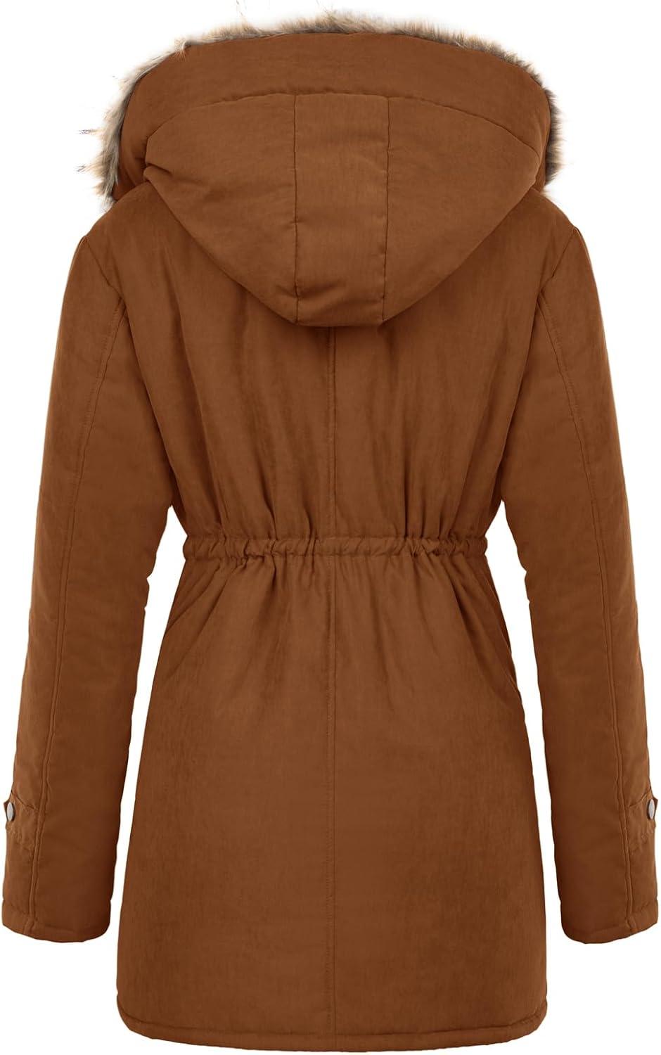 imageGRACE KARIN Womens Winter Coats Fleece Parkas Anoraks Hooded Military Jacket CoatsReddish Brown