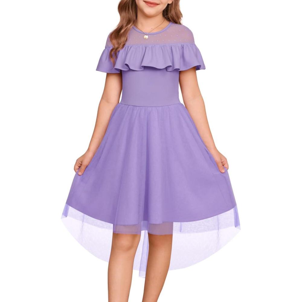 imageGRACE KARIN Girls Wedding Party Formal Dress Junior Bridemaid Dresses for Teens Tulle High Low Dress Size 714Purple