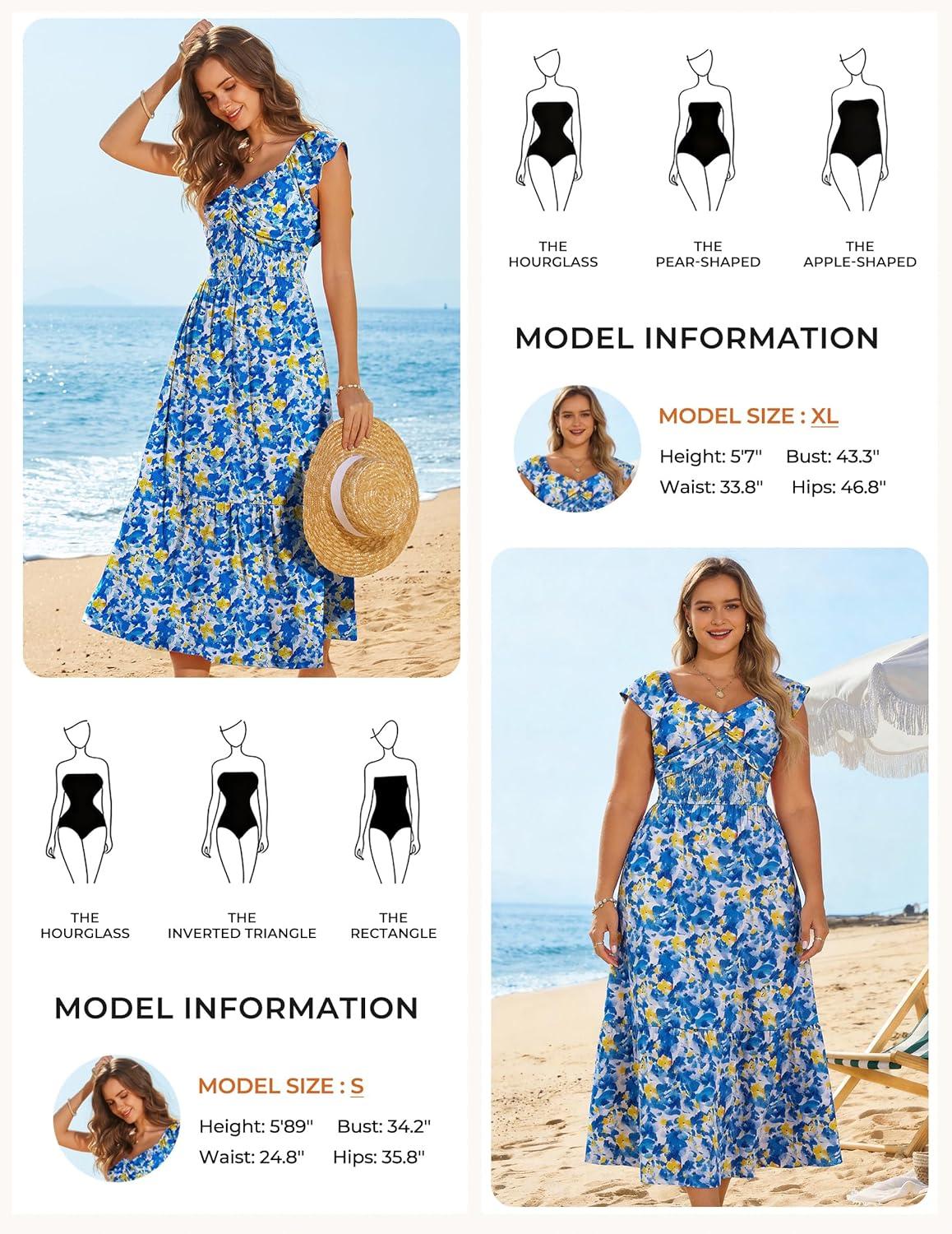 imageGRACE KARIN 2026 Summer Boho Maxi Dresses for Women Ruffle Sleeve Floral Dress Flowy Aline Wedding Guest Dress with PocketBlue Yellow